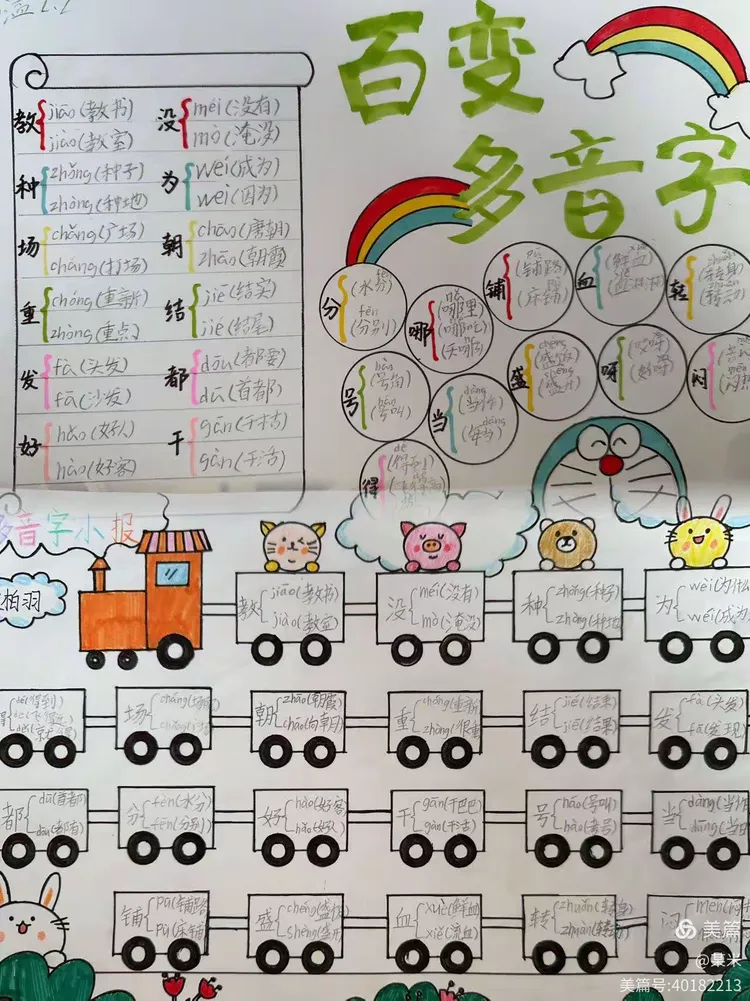 "妙笔巧画,辨音识字"《多音字小报》优秀作业赏析